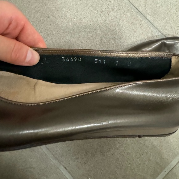 Salvatore Ferragamo Metallic Brown Leather Flats - Picture 9 of 10